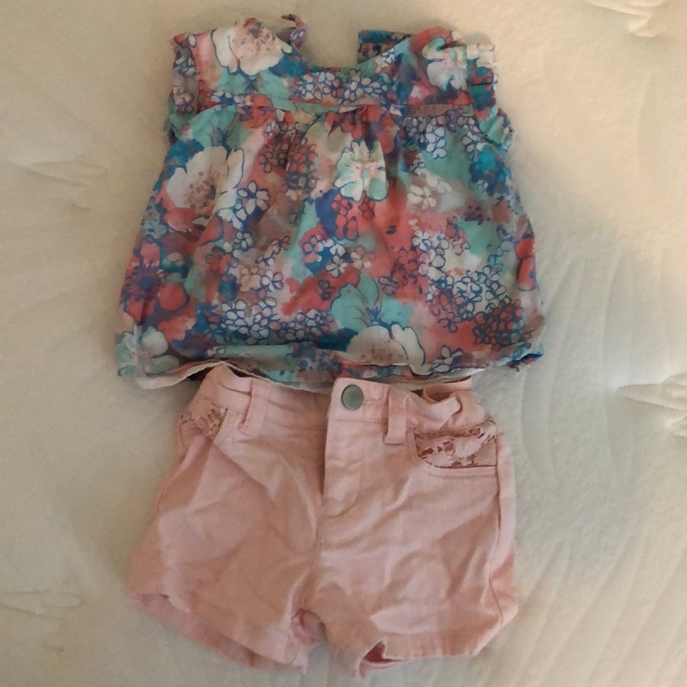 Adorable top and jean shorts!